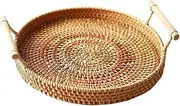 BESPORTBLE 1PC Portable Rattan Woven Basket Medium Versatile Picnic Tray for Snacks Desserts Cookies Durable Food Grade Storage for Outdoor Events Home Decor