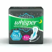 Whisper Ultra Overnight Sanitary Pads with Wings - 15 Pieces (XL Plus) AU
