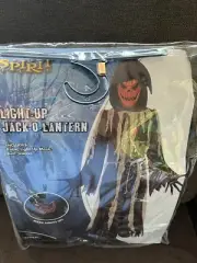 Spirit Halloween Light Jack-o-Lantern Costume Light Up Mask Child Small New