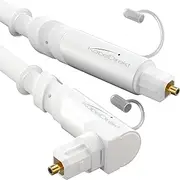 TOSLINK Cable White, Optical Audio Cable 90° Angled – 1.5m – Fibre Optic Lead for soundbars (Digital S/PDIF, Stereo Systems/amplifiers, Home Cinema, Xbox/PS4) – CableDirect