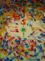 45 Assorted Mini Twist & Iridescent Aurora Green Star For Ceramic Xmas Tree