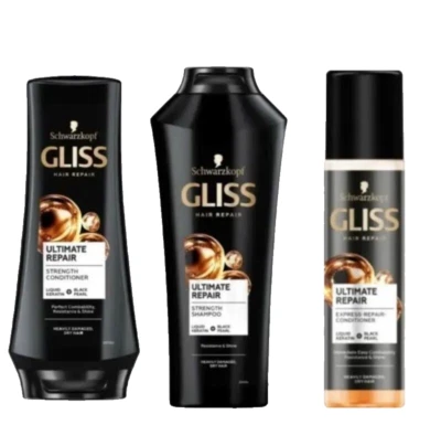 Schwarzkopf Gliss Kur Ultimate Repair shampoo, conditioner and hair spray-3pack