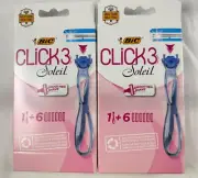 2x Boxed Bic Click 3 Soleil Women's Razors Handle plus 12 Cartridges Total