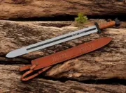 Custom Runic Hand Forged Carbon Blade Medieval / Viking Norse Knight Sword LOTR