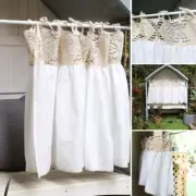 Crochet Curtain for Kitchen Cafe Half Short Curtain Cotton Window Drape Door