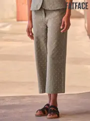 FatFace Nina Light Green Embroidered Cropped Trousers (AK4826) | $114
