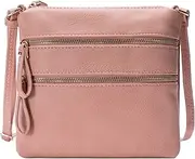 [Solene] Crossbody Purse Bag Functional Multi Pocket Double Zipper Purse Adjustable Strap