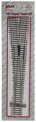 Atlas HO Scale Code 83 #6 Left-Hand Super Turnout/Switch Model Train Track