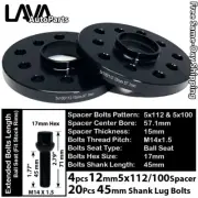 4PC 15MM THICK 5X112 & 5x100 57.1MM C.B WHEEL SPACER +14x1.5 BOLT FIT AUDI MODEL (for: Audi)