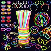 242Pcs Glow Sticks Bulk Party Favors, 100pk 8" GlowStick Bulk & 142 Connectors for DIY Glow Necklaces Glasses Bracelets Headband for Kids or Adults, Glow in the Dark Neon Party Supplies & Decorations