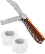 QWORK Grafting Gardening Knife for Pruning, Double-Blade Garden Knife with 2 Grafting Tapes Plants Repair Tapes for Floral Fruit Tree