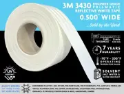 3M 3430 ENGINEER GRADE PRISMATIC TAPE, WHITE, 0.500" WIDE, SOLD BY THE YARD!
