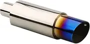 Universal Straight Drum Car Tail Throat Long Muffler Car Modified Exhaust Pipe Stainless Steel Grilled Blue Tail Throat(Style 2)