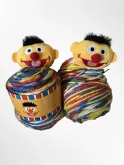 2 Yarn Hat kits Sesame Street Ernie Head 100% Poly Multi Color With Pattern New