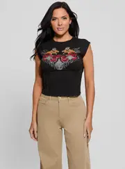 GUESS Women's Black Lioness Corset Top Size: XS, Spandex