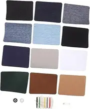 jojofuny 1 Set Fabric Repair Patches Iron Knee Elbow Patches Faux Rectangular Bundle with Sewing Kit