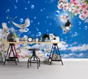 3D Blue Sky Bubble ZHUA14598 Wallpaper Wall Murals Removable Self-adhesive Amy