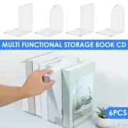 6Pcs Book Ends Rugged Desktop Bookends Half Round Square Acrylic Bookends jeSNR