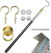 Drop Down Ladder System Kit - Hook Extension Pole Set for Stairs, Traction System For, Replacement Hook Parts for Cord