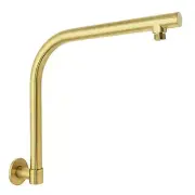 Brushed Gold Round Swivel Gooseneck Shower Arm High Rise Wall Bathroom Outlet