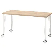 LAGKAPTEN / KRILLE desk, white stained oak effect/white, 140x60 cm