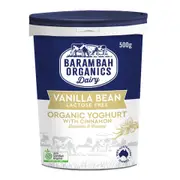 Organic Barambah Organics Vanilla Bean and Cinnamon Yoghurt 500g – Fresh, healthy organic delivery | Doorstep Organics.