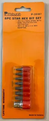 NOS 8Pc 1/4"Hex Tamper Resistant Fits Faster Star Torx Bit Set W/Storage Boot