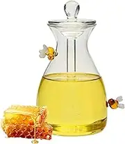 Glass Honey Jar with Beehive Design and Lid,14oz Honey Dispenser with Dipper for for Home Kitchen,Ideal Honey Container for Storing and Serving Honey