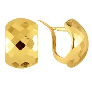 14k Yellow Gold Shiny Hammered Look Snuggable Earrings, 10 x 15mm
