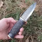 Handmade Damascus Steel SGIAN DUBH Celtic Scottish Knife