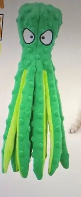 Green Octopals Squeaky Plush Dog Toys Crinkle No Stuffing Interactive Chew Toy