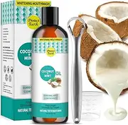 Coconut Pulling & Mint Oil Mouthwash with Tongue Scraper, Natural Coconut & Peppermint Oil-Mouthwash for Oral Care, Supports Healthy Gums, Teeth Whitening&Fresh Breath