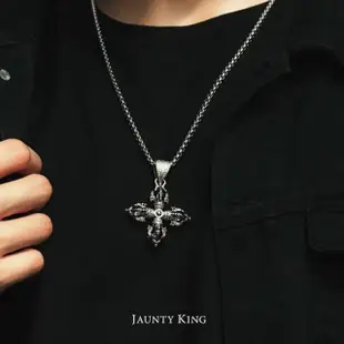 【Jaunty King】JK銀飾 十方界金剛杵 925純銀 墜飾（白鋼鏈款）(男生項鍊｜純銀墜飾｜個性項鍊)