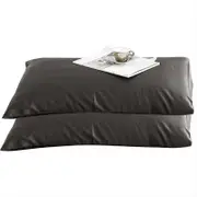 CottonMore 2pcs of 100% Cotton 650TC Sateen Pillowcases Dark Grey 48x73cm