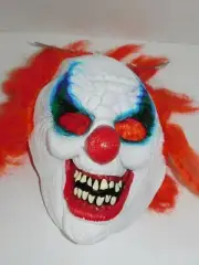Creepy Clown Mask Scary Red Hair Adult Size