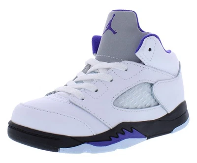 Nike Jordan 5 Retro Infant/Toddler Shoes Size 7, Color: White/Dark Concord/Black