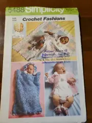 Simplicity 5488 Baby Crochet Blanket Hat Booties Pattern - NEW Uncut FF