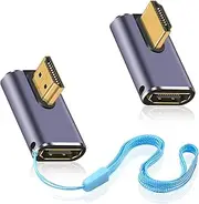8K 90 Degree HDMI Adapter, Left&Right Angle HDMI Adapter 48Gbps, UHD HDMI 2.1 Male to Female Extender with Support 8K@60hz HDMI Port for Video 3D HDR, Nintendo Switch 2Pack