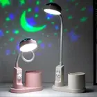 3in1 LED Desk Lamp Projector Kids Reading Table Light Pen Holder Rechargeable AU