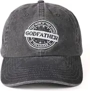 [INNObeta] Godfather Gifts Embroidered Cap, Funny Godfather Gifts for Men, Adjustable Hat Gifts Accessory for Birthday & Christmas, Grey, Grey, Medium-Large