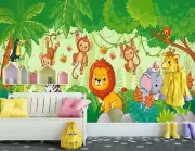 3D Monkey Lion ZHUA772 Wallpaper Wall Murals Removable Self-adhesive Zoe