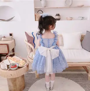 ✽盛夏新品✽韓版女童夢幻冰雪藍歐根紗公主裙/洋裝/連身裙