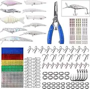 Unpainted Crankbaits DIY Fishing Lure Kit Blank Minnow Hard Lures 280pcs Unpainted Fishing Lures Bodies Set Fishing Treble Hooks Fishing Split Rings, DIY Fishing Tackle Kit