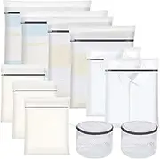 DAWNTREES 11-Piece Mesh Laundry Bags Set, Polyester, Zipper Closure, Multiple Sizes for Clothing, Delicates, Underwear, Bra, Lingerie, Travel Storage