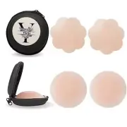 2 Pairs Pasties Comfortable and Reusable Sticky Adhesive Silicone Nipple Past...