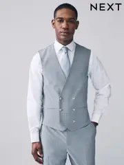 Light Blue Check Suit Waistcoat (E93254) | $91