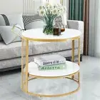 Solid Marble Top Coffee Table Sofa End Side Storage Table fr Living Room Bedroom