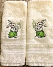 Benjamin BUNNY Rabbit Easter Spring Hand Towel Set Embroidered