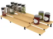 Spice Rack Set, Cabinet Shelf, Extendable Spice Holder, Set of Two 3-Tier Spi...