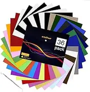 HTV Heat Transfer Vinyl Bundle: 36 Pack 12" x 10" Iron on Vinyl for T-Shirt, 27 Assorted Colors with Tweezers Compatible with Cricut Explore Air 2/Explore 3 Machine and Silhouette Cameo
